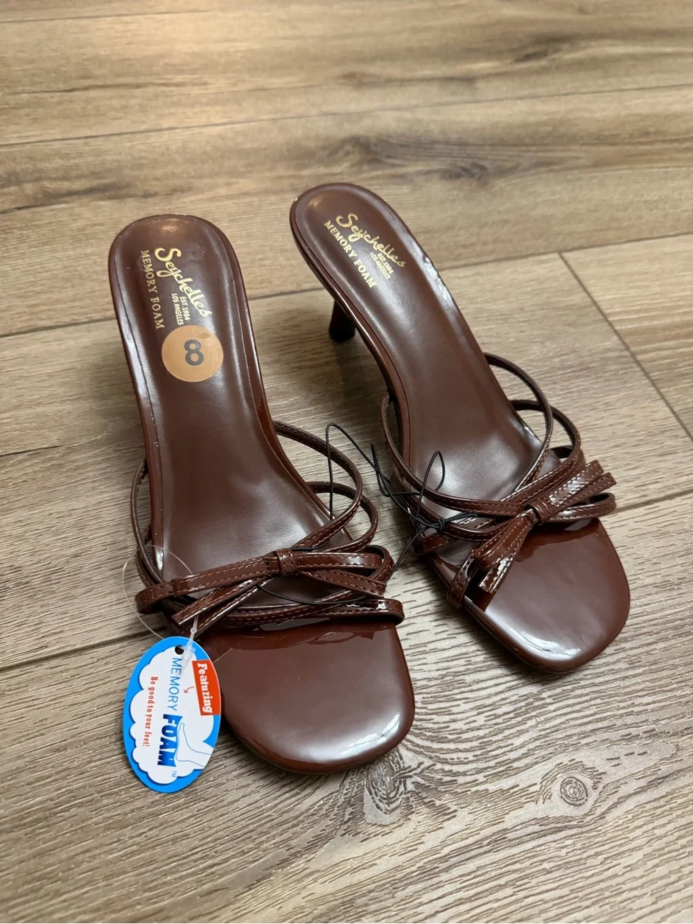 Angels Brown Bow-Strap Slide Sandals